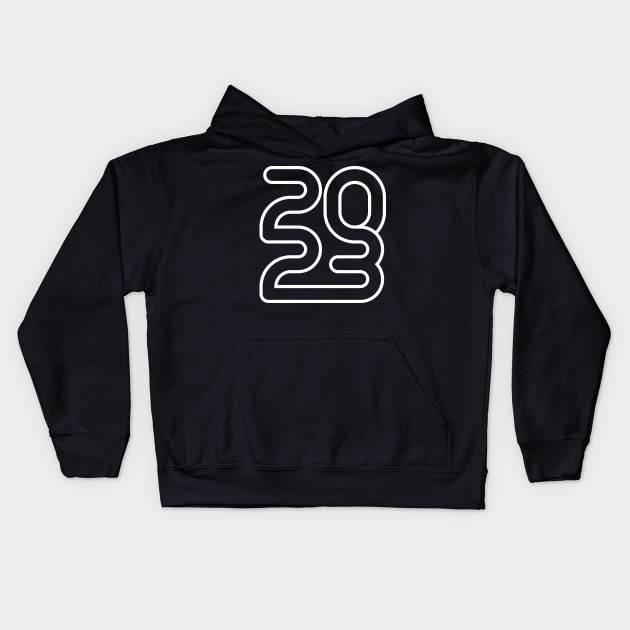 2023 white outline Kids Hoodie by MplusC